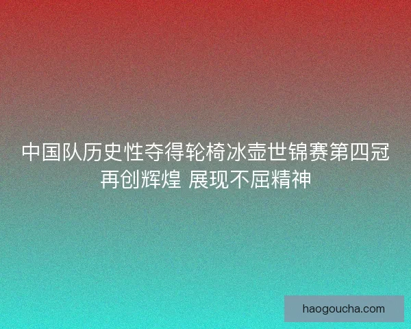 中国队历史性夺得轮椅冰壶世锦赛第四冠再创辉煌 展现不屈精神